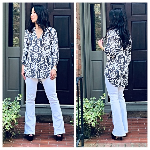 ✨LAST ONE✨Paisley grey print mandarin collar tunic - Picture 6 of 8